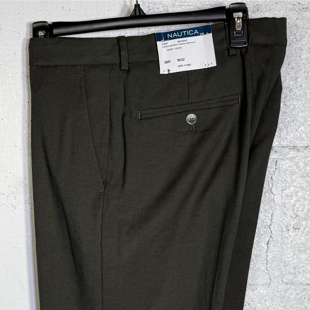 Nautica Men's Modern-Fit Stretch Fall Suit Olive Green  38R 32W $395 - Picture 7 of 16